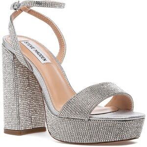 Steve Madden Rhinestone Silver Platform Sandals
